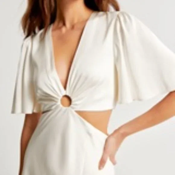 Abercrombie & Fitch Angel Sleeve O-Ring Cutout Maxi Dress - Medium NWT - Picture 2 of 5